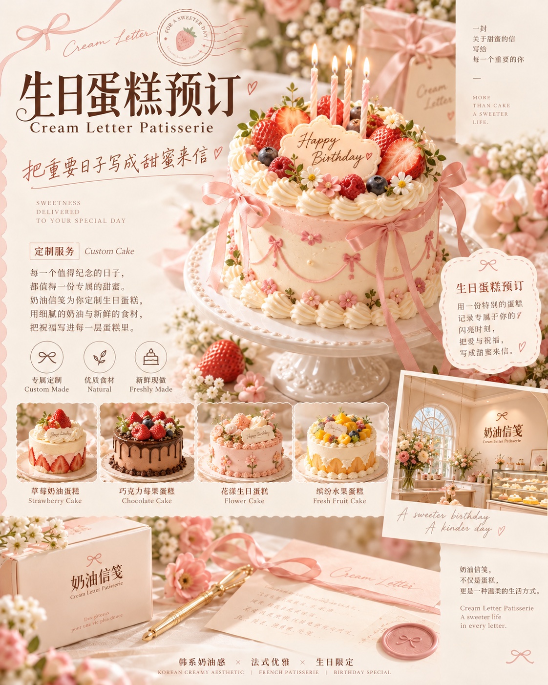 生日蛋糕定制预订活动海报